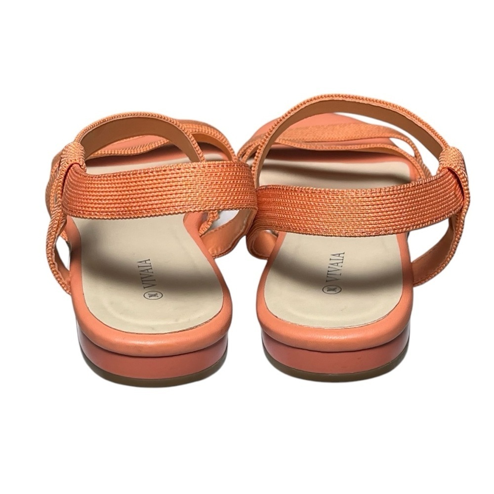 Vivaia Sandals Size 42 / 10.5 Summer Round Toe in Salmon Pink Slingback Strappy - Picture 7 of 11